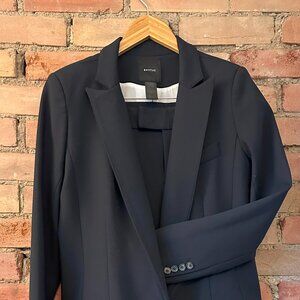 SMYTHE Navy Suit – Classic One-Button Blazer & Cropped Pintuck Pants (Size 12)